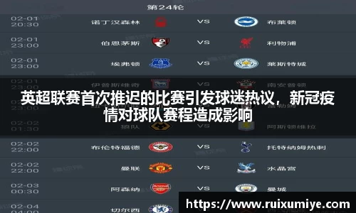 英超联赛首次推迟的比赛引发球迷热议，新冠疫情对球队赛程造成影响