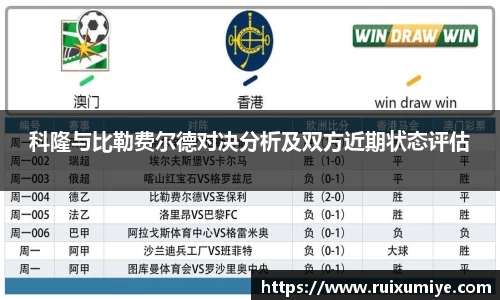 科隆与比勒费尔德对决分析及双方近期状态评估